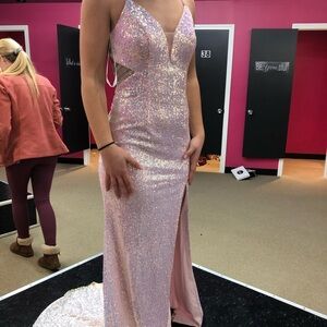 Size 4 Prom dress. Iridescent beautiful colors!  Gold sequin trim at bottom.